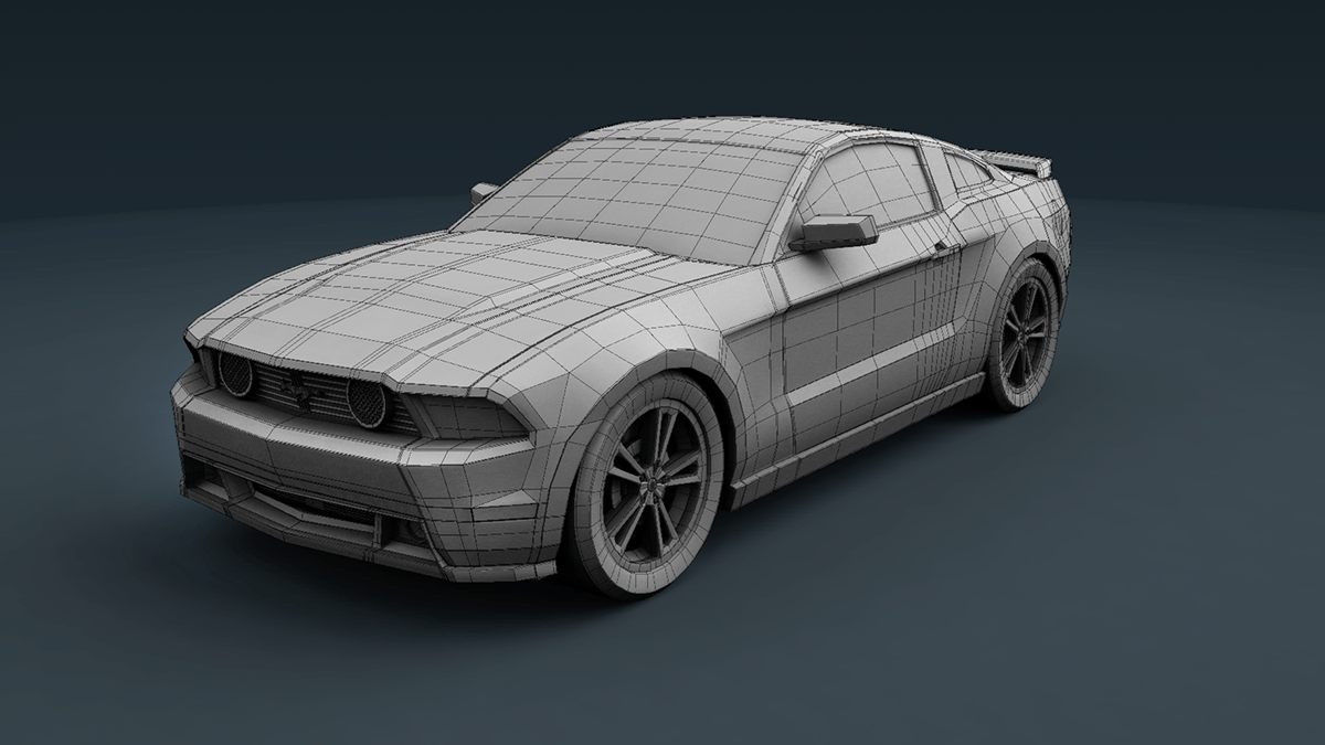Ford Mustang car muscle car Render vray modeling Lightiing compositing
