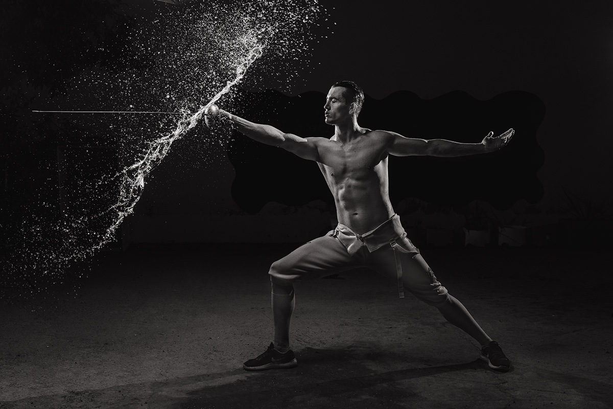 fencing water photo sports model male