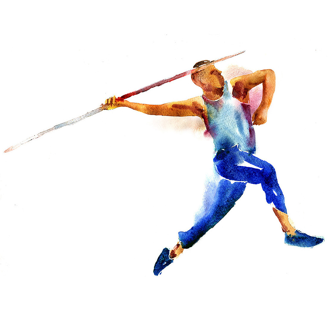 watercolor sport aquarelle athlete sportsman paper brush