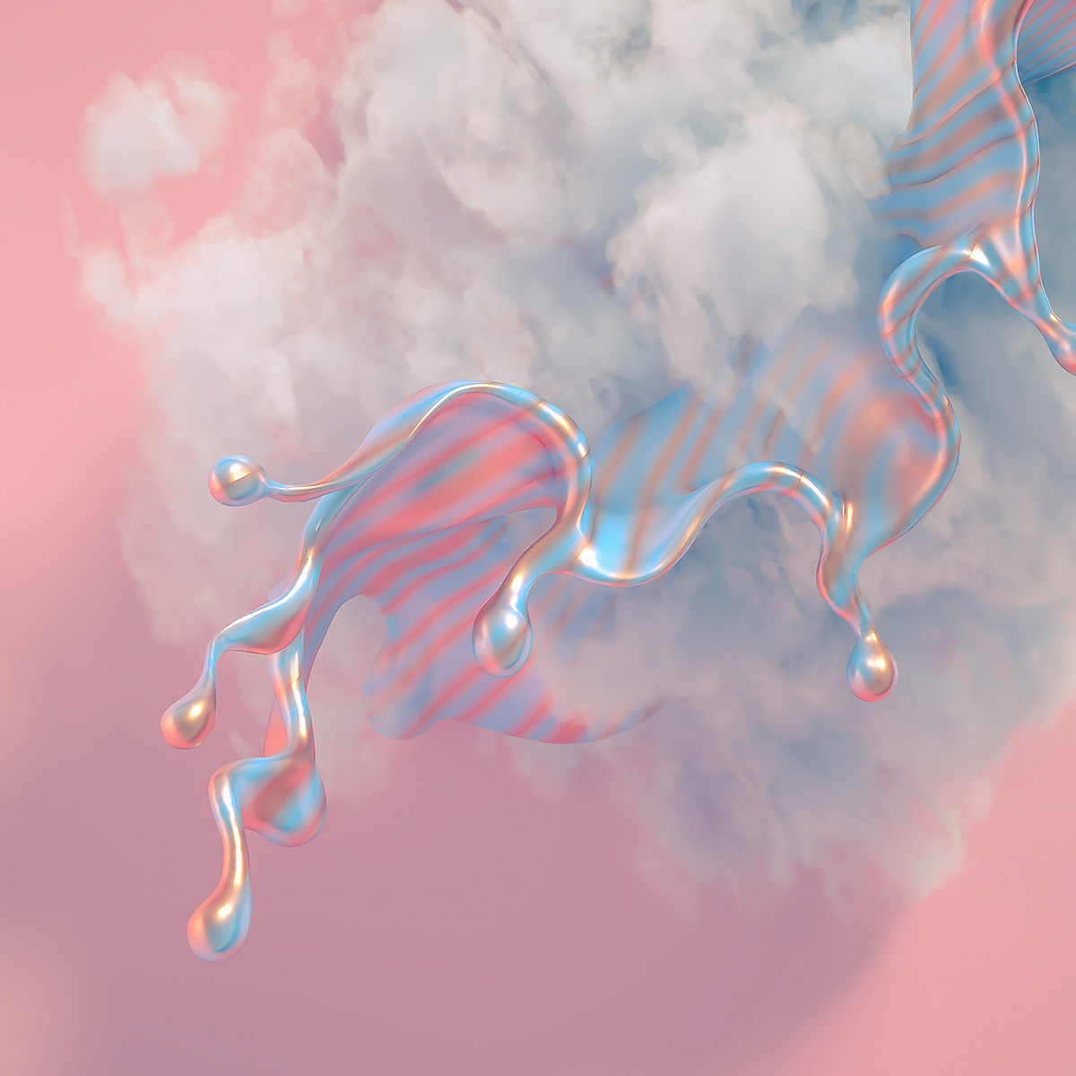3D ILLUSTRATION  background simulation smoke Steam cloud splash Liquid particle