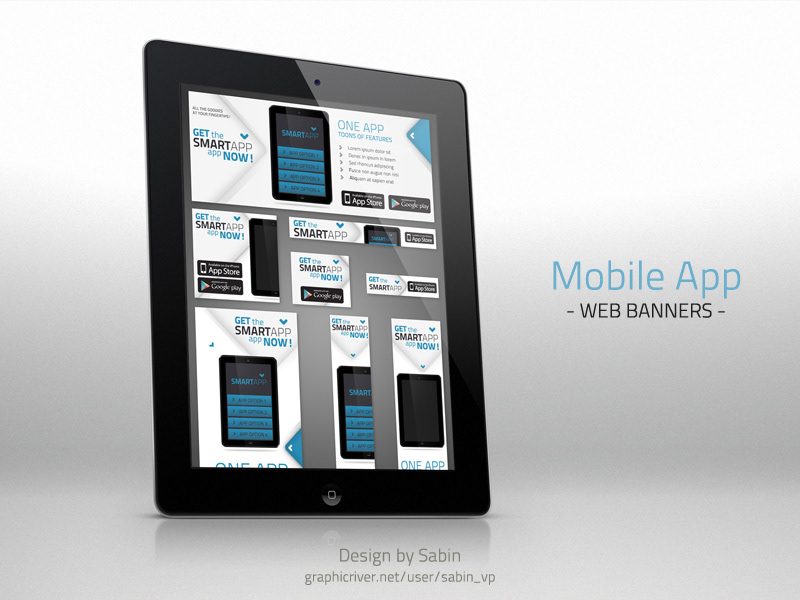 Web Banner mobile app Mobile Application ad advert advertisement Promotion web ad smart phone application apps templates banner design
