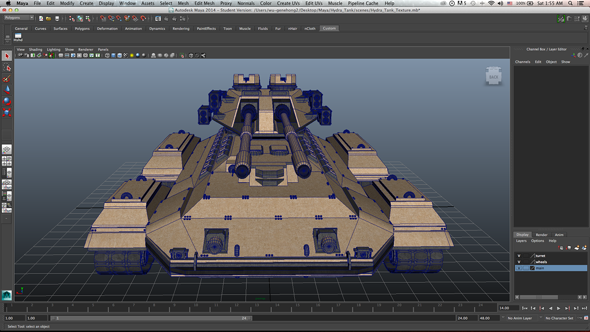 Tank science fiction Maya 3D modeling
