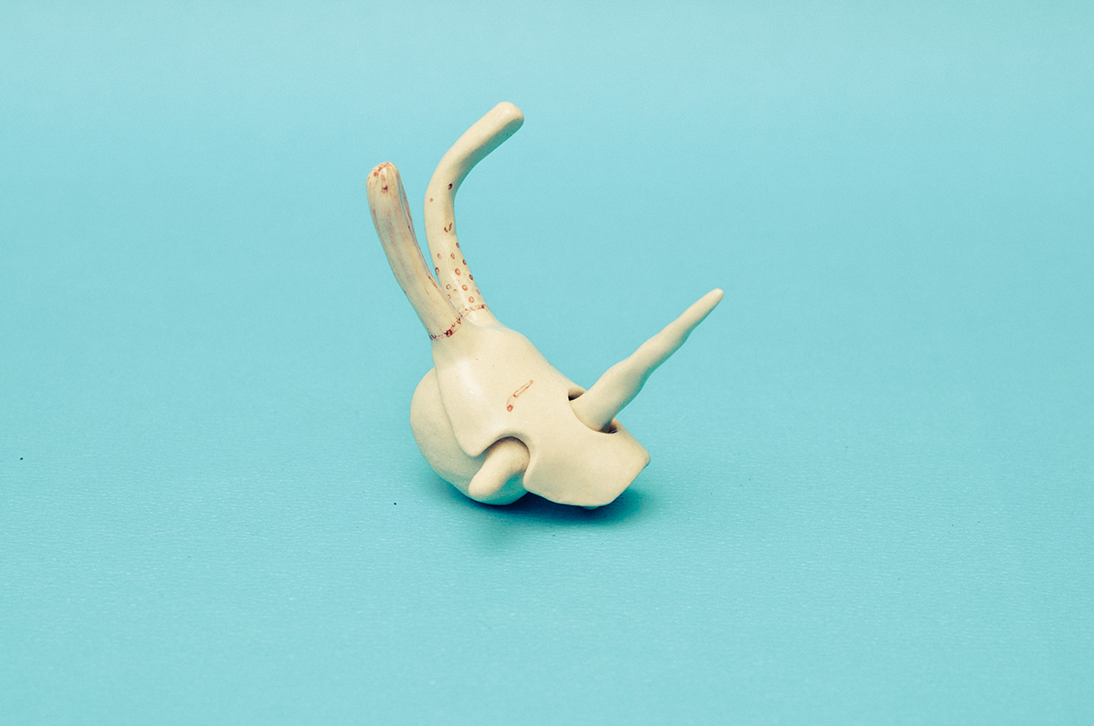 ceramics  porcelain figurines hand made bones skull designer toy