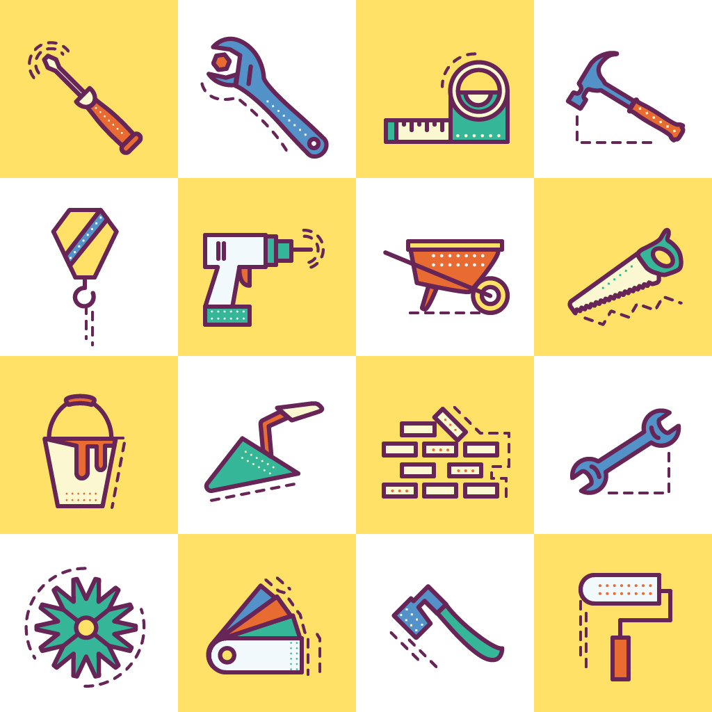 icons Illustrator yellow Wired flat dashed colors