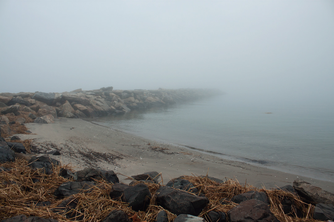 Landscape fog study Ocean atmosphere blue SKY Moody