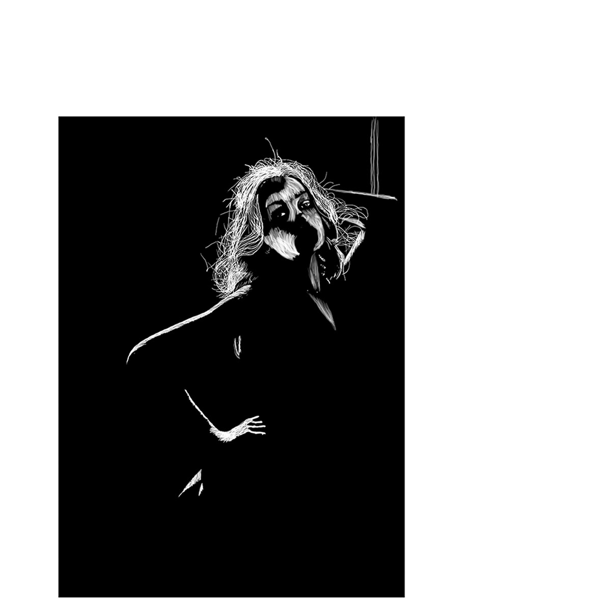 black and white dark Digital Art  Digital Drawing human ILLUSTRATION  portrait raster subtractive drawing woman