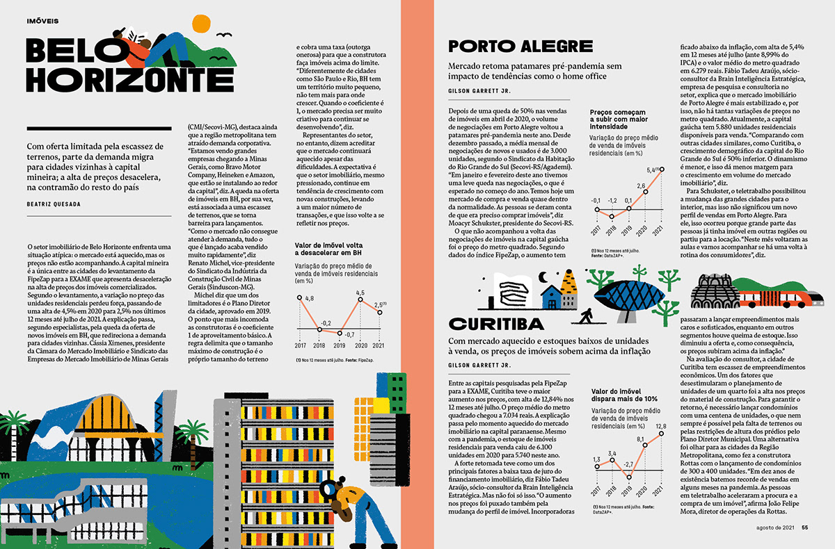 cidades editorial design  Exame ILLUSTRATION  imóveis magazine magazine layout revista Revista Exame spreads