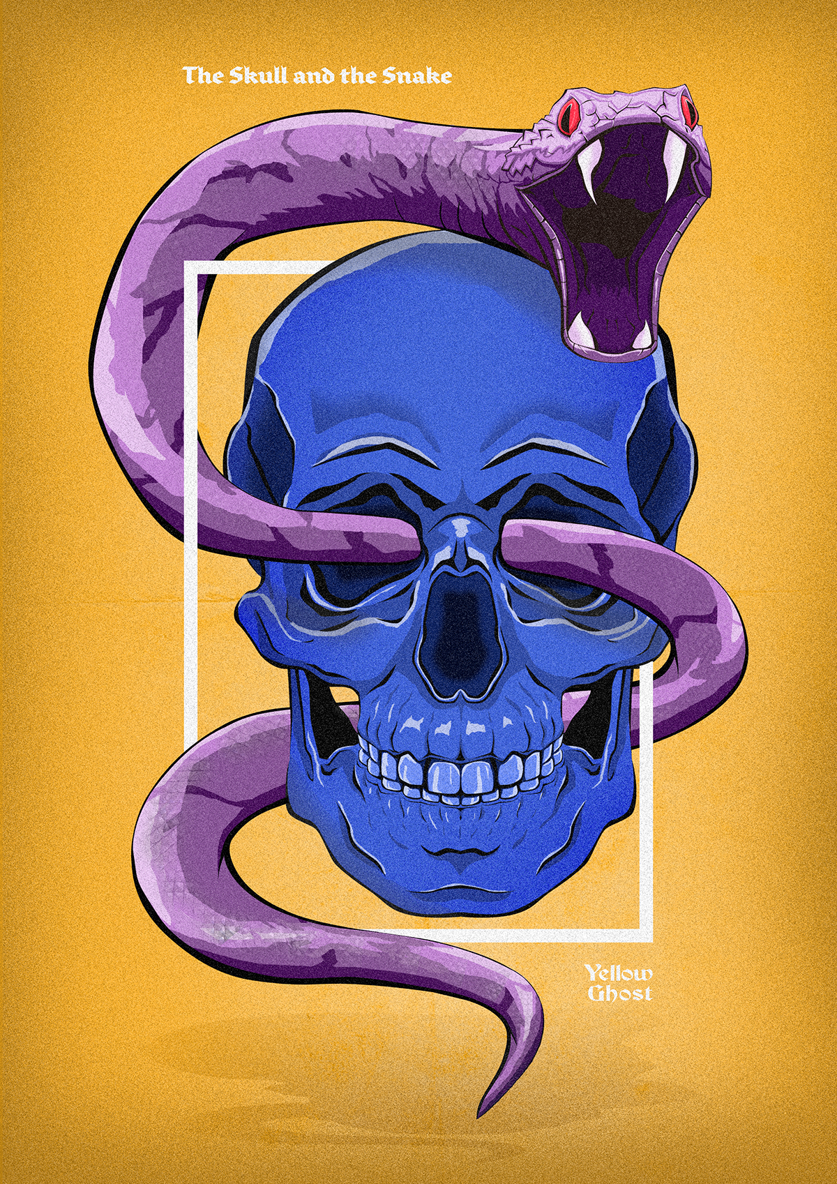 ILLUSTRATION  skull snake tale design poster yellowghost
