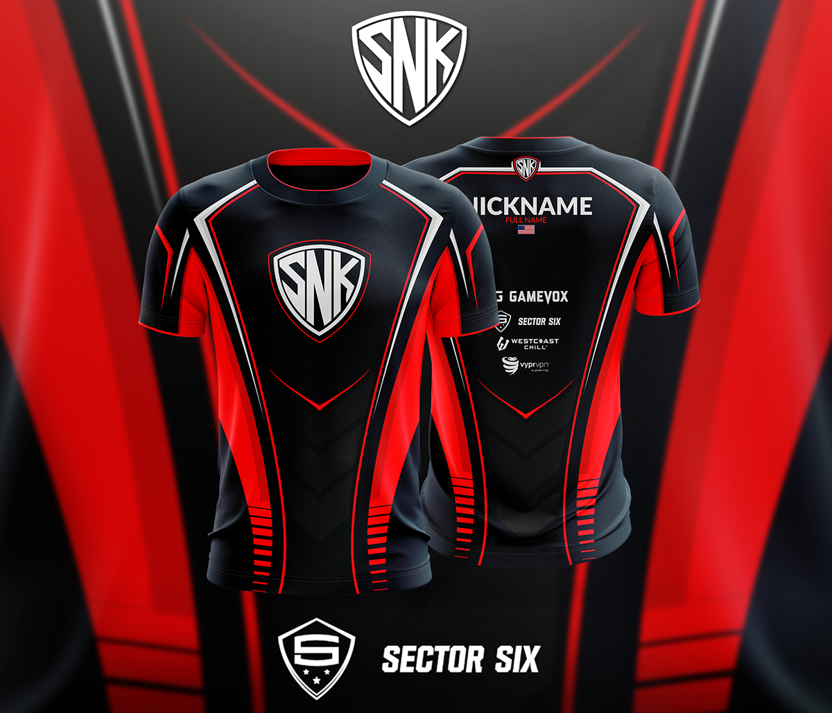 SectorSix s6 snk blue White red appare esports team