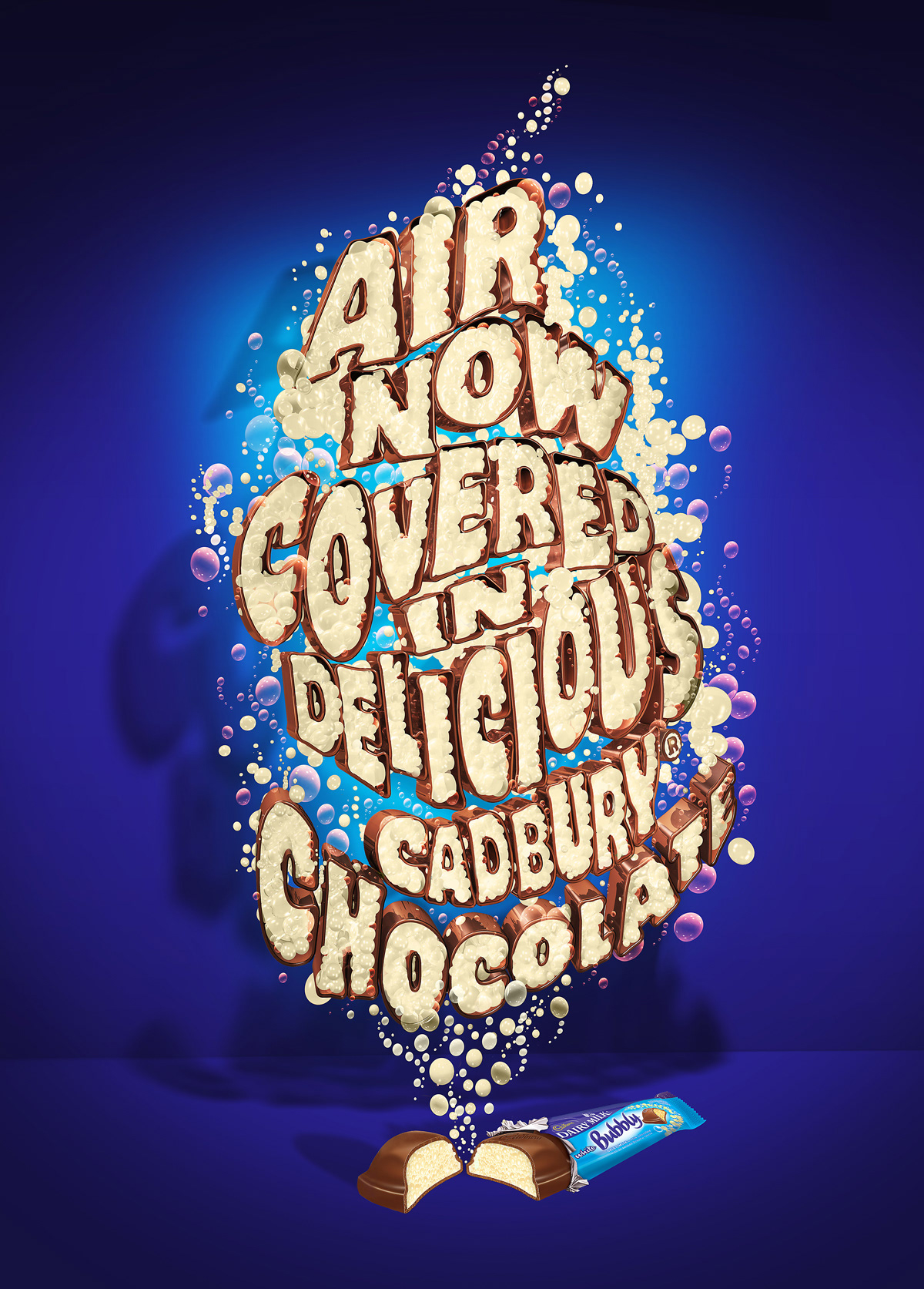 Cadbury 3D lettering typography   ILLUSTRATION  chocolate bubbles sculpture structure design luca lca ionescu like minded studio type