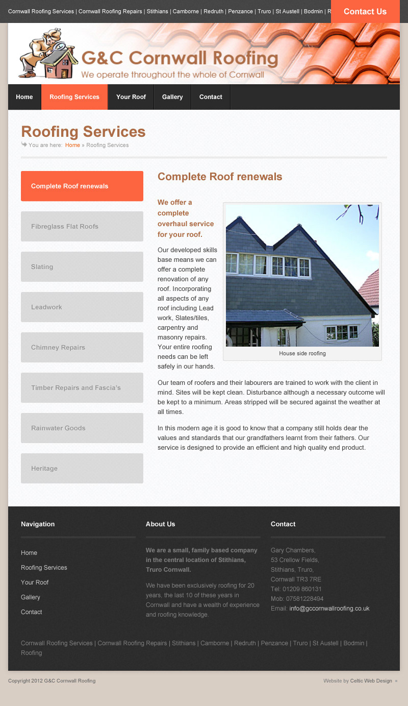 celtic web design wordpress cms Responsive web design mobile tablet G&C Roofing Cornwall Roofing Office Theme wpexplorer
