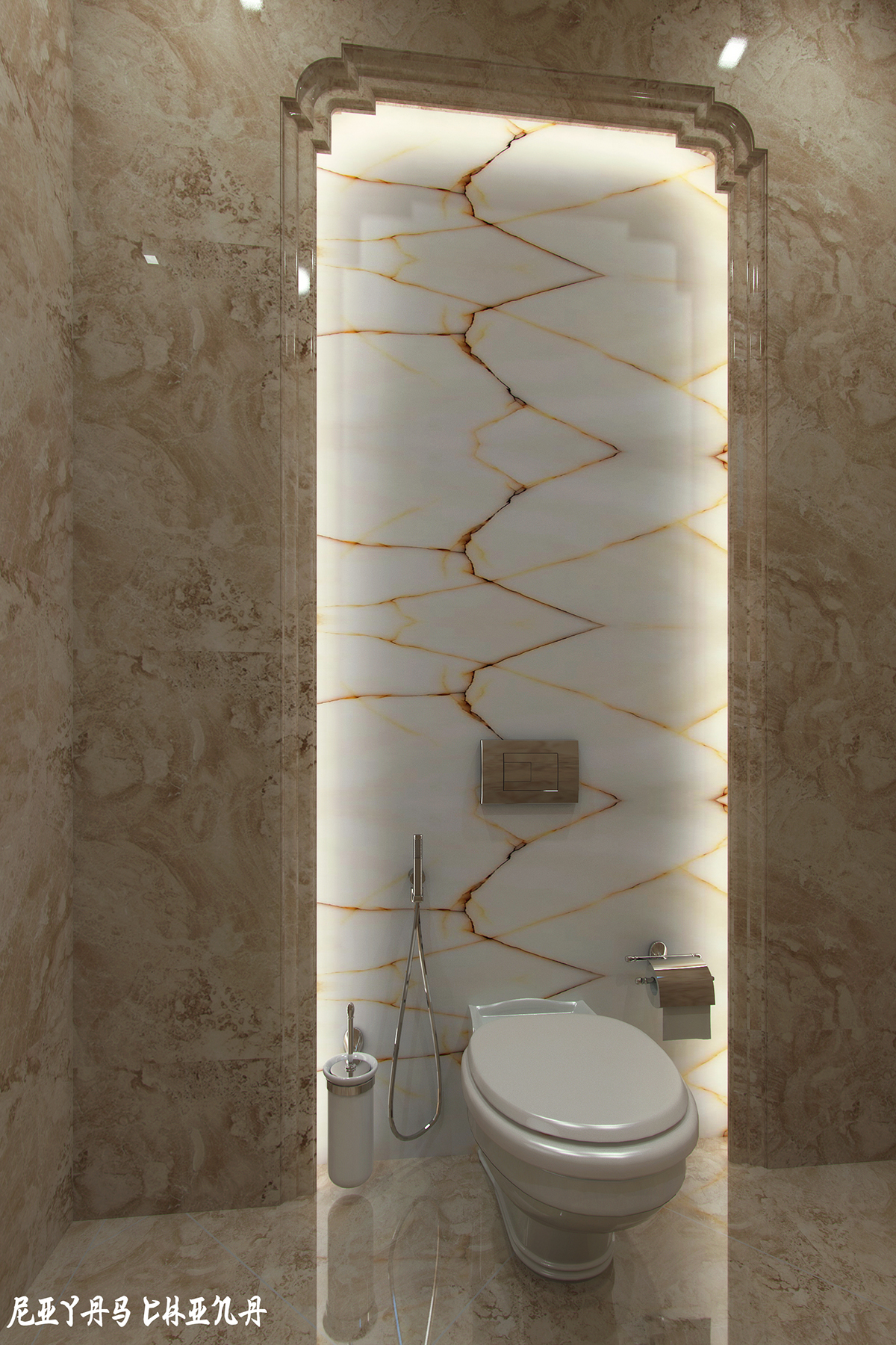Interior design Classic luxury gold decor Villa bathroom washroom wc