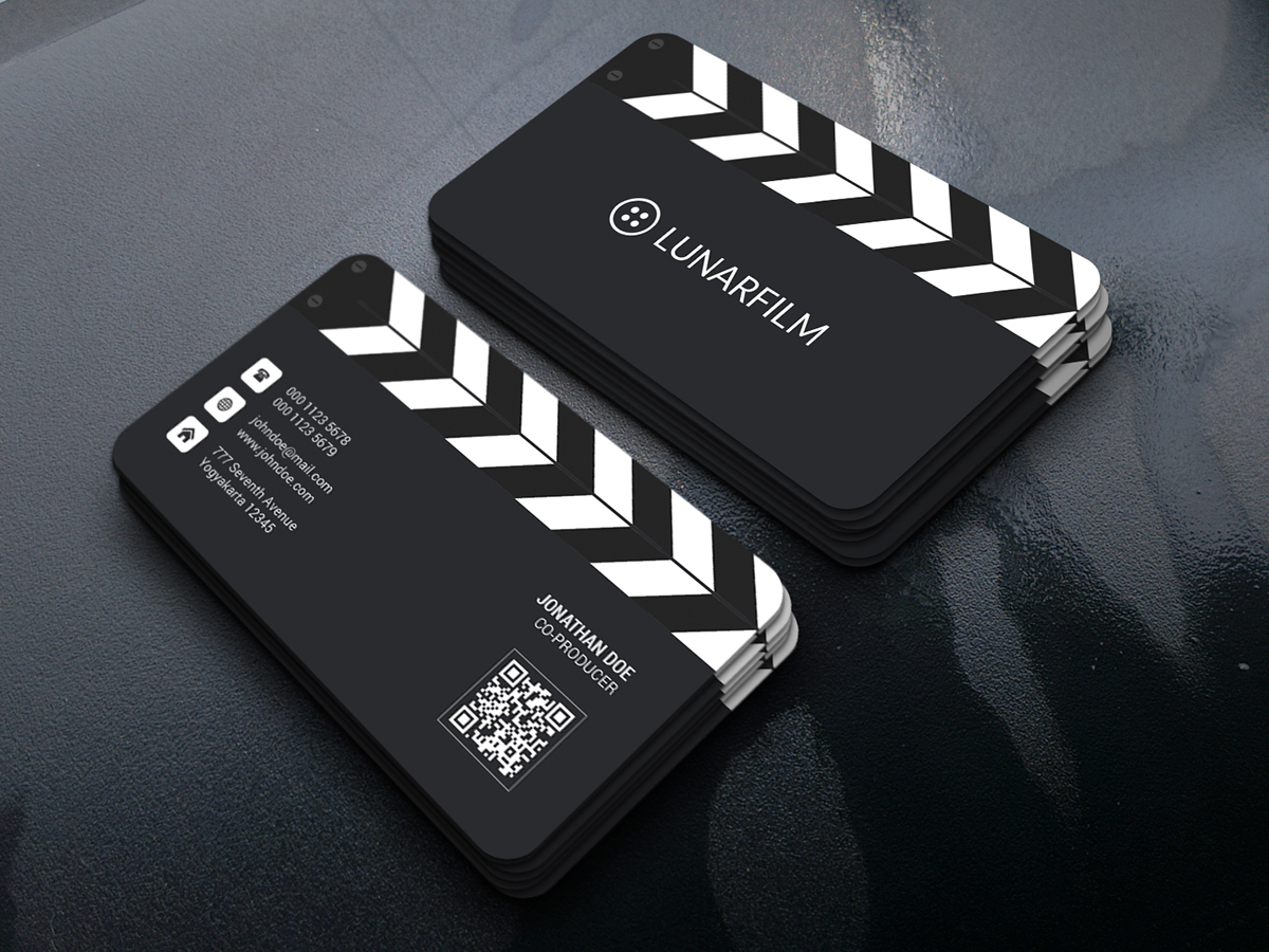 agency business card clapper clapperboard clean CMYK colorful company corporate creative elegant Entertainment film maker horizontal