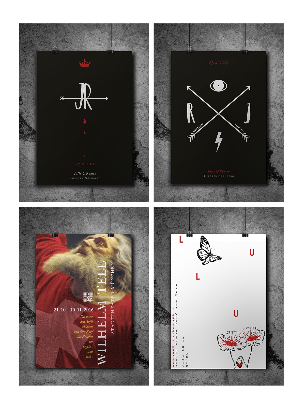 plakat Gestaltung Plakatdesign poster theaterplakat Romeo&Julia Wilhelm Tell Lulù