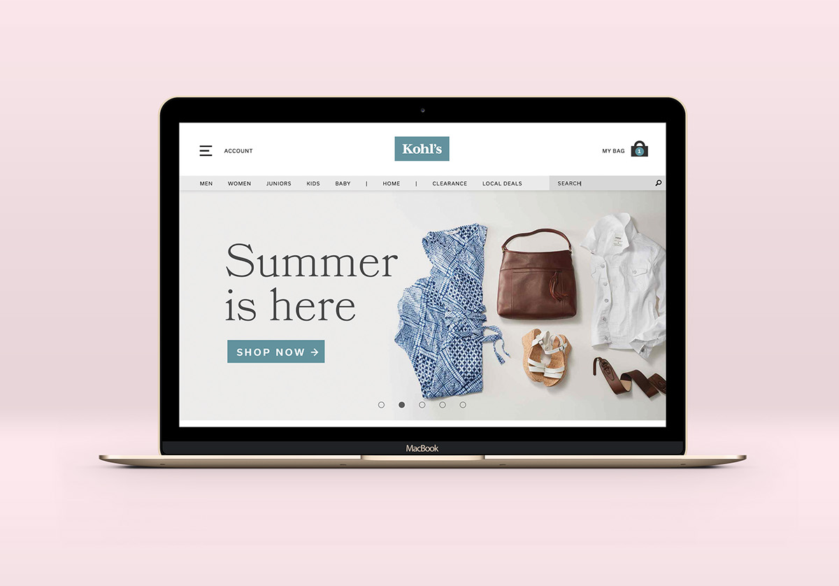 branding  kohls Website pink blue boutique corporate Fashion  department store Ecommerce