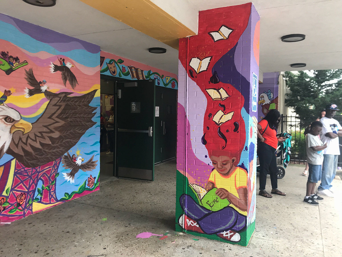 painting   streetart Mural paint kids Students children eagle Fun color