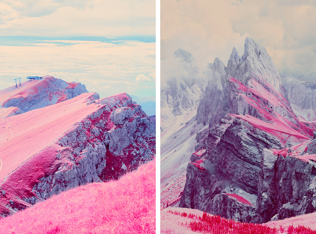 infrared dolomites analog Film   Aerochrome Dolomiti 35mm mountain Landscape surrealistic