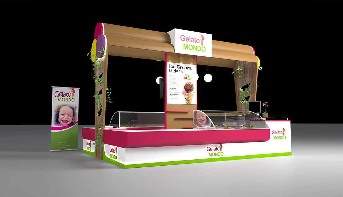 gelato mondo exhibition stand Event Design ice cream booth Kiosk booth design kiosk stand ice cream kiosk ice cream kioskstands