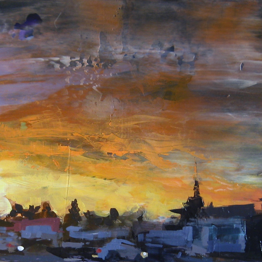 Landscape cityscape cloudscape impressionism IMPASTO acrylic