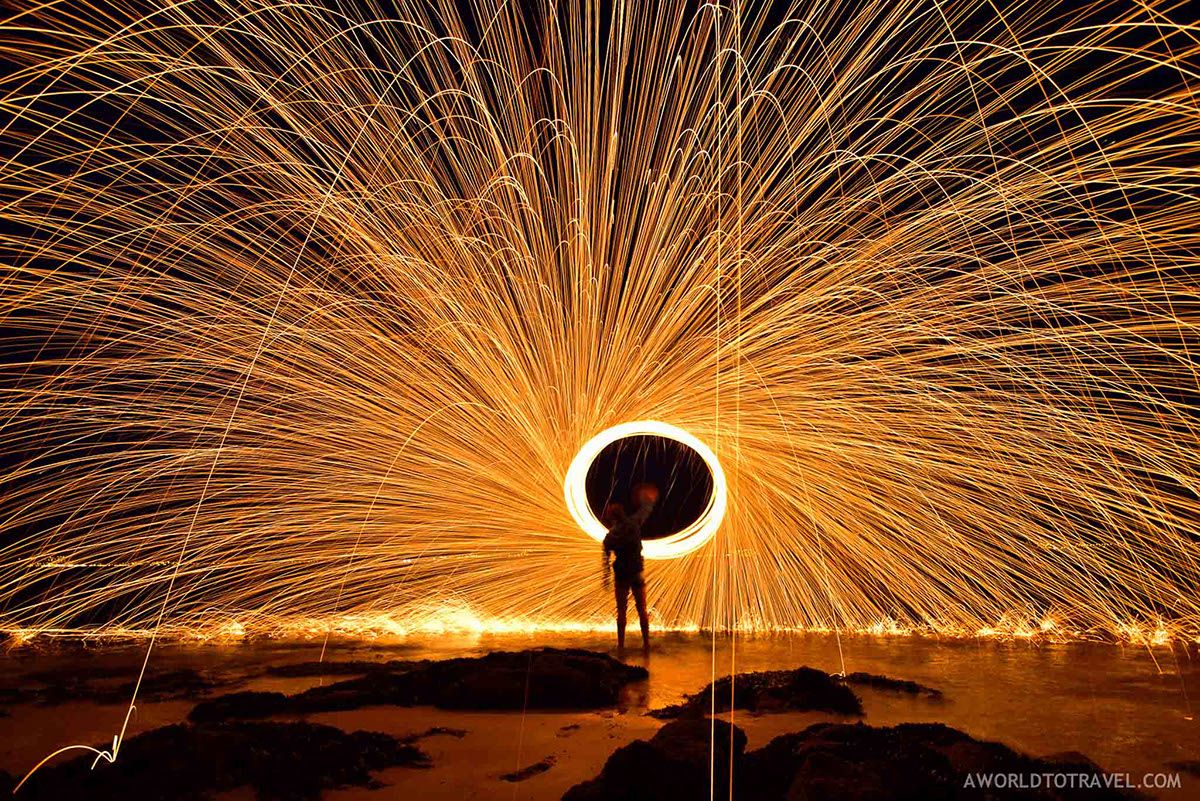 steel wool Spinning light painting Galicia steel spinning long exposure Landscape