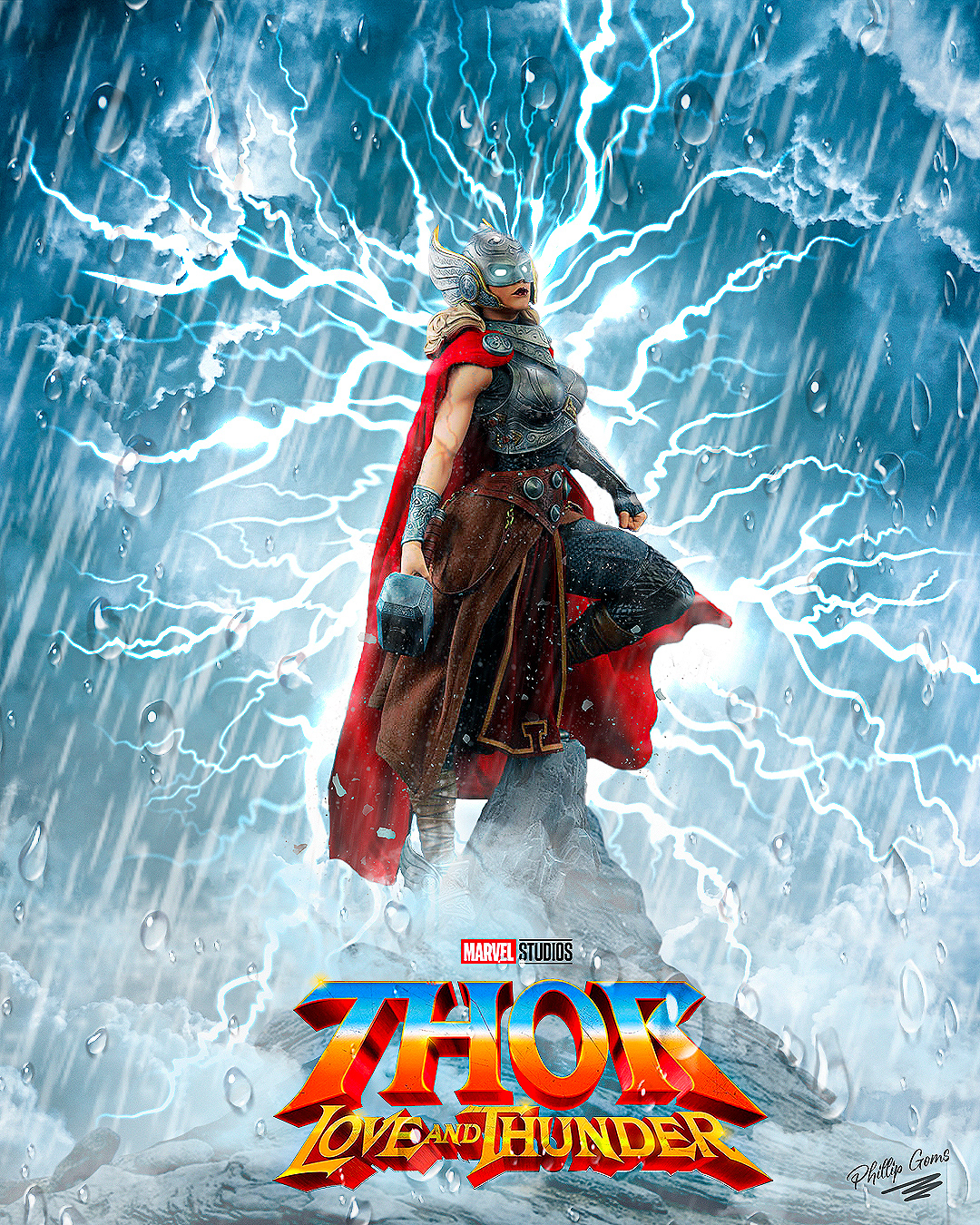 cloud Digital Art  Film   Lady marvel mountain poster rain Thor thunder