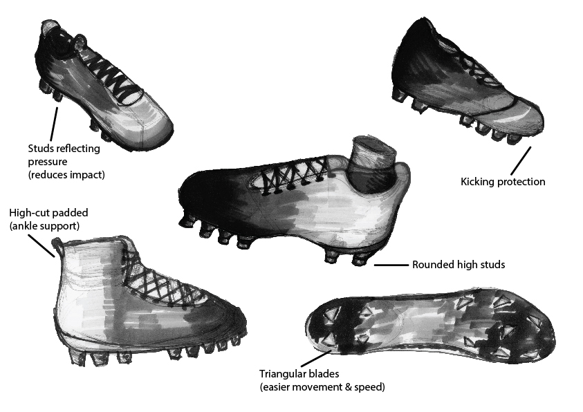 Rugby shoe design cleats sports