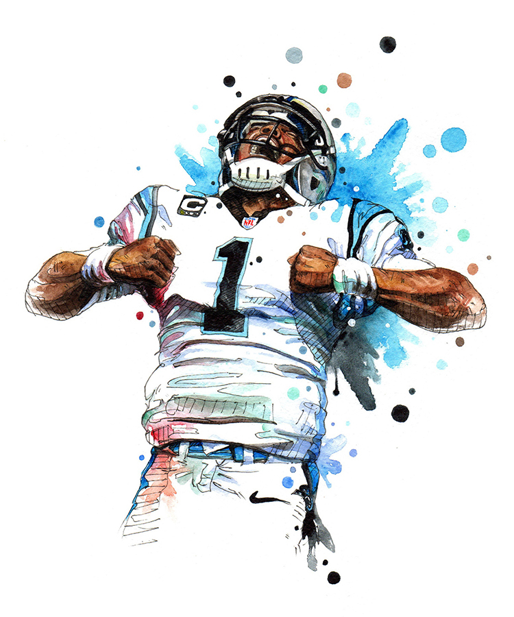 cam newton Carolina Panthers Peyton Manning Denver Broncos nfl Super Bowl 50 super bowl watercolor art nfl poster NFL Art poster print