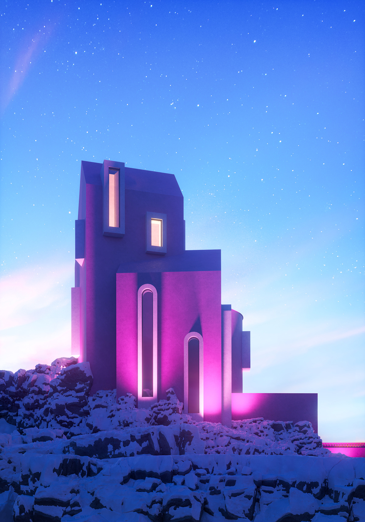 architecture artwork CGI color concept corona renderer design ILLUSTRATION  Minimalism pink