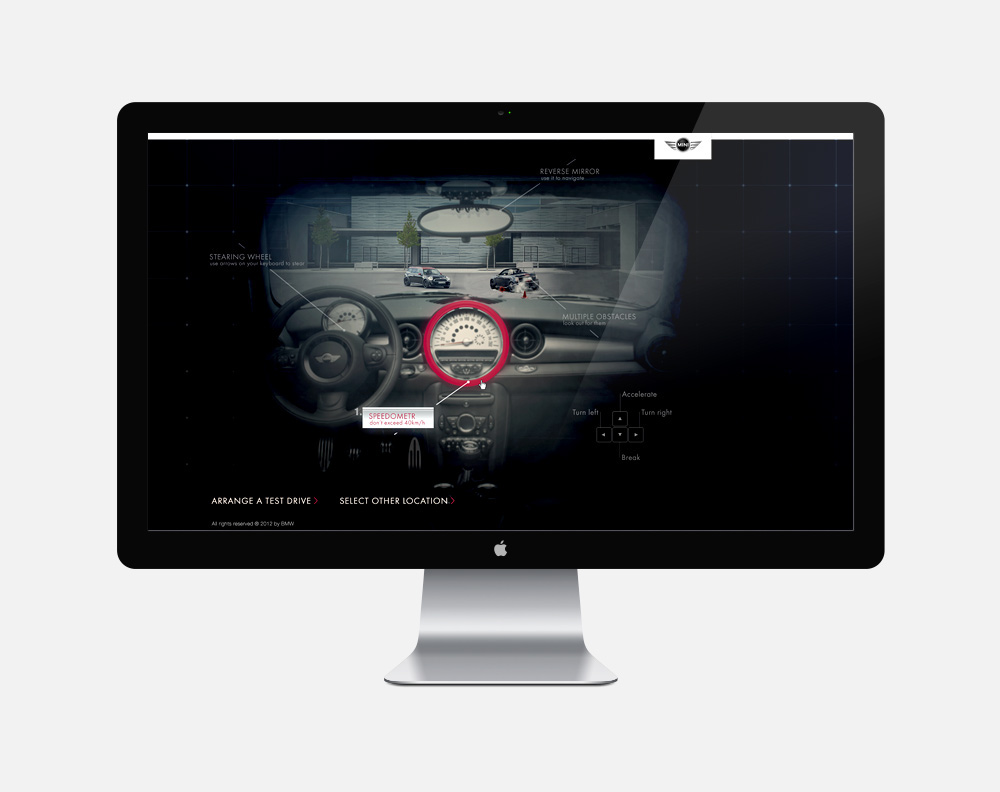 Website MINI BMW speed cooper virtual remote car adrenaline Experience design drive ride