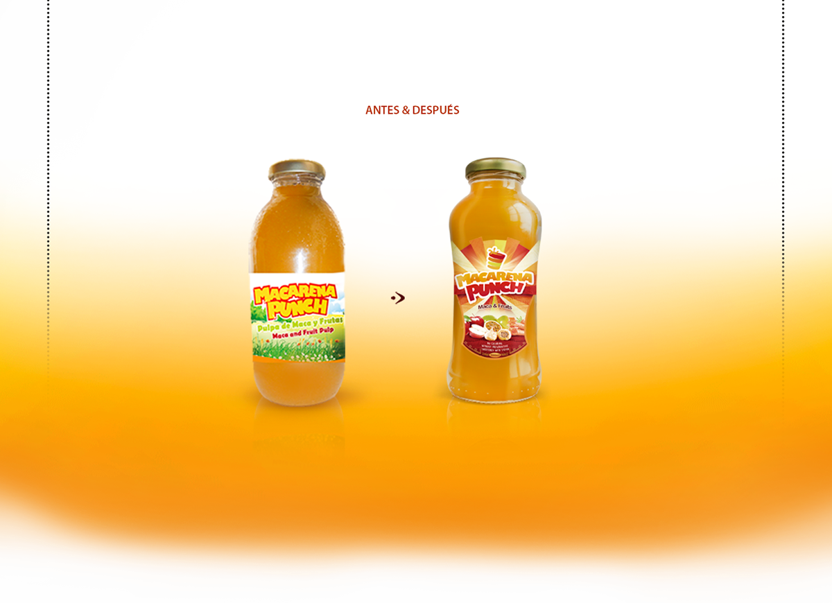 macarena punch bebida peru jonanegbu maçã producto brand identity energy bottle design