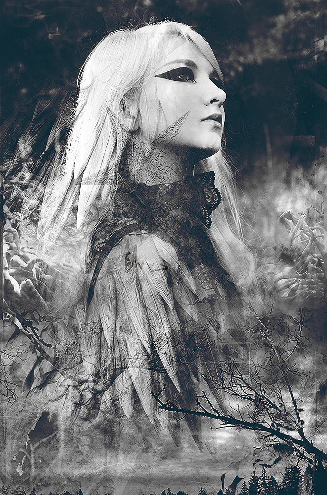 conceptual portrait woman blonde photomanipulation