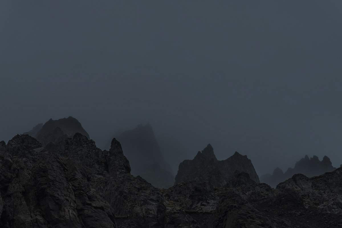dark moddy gloomy fog mist night DUSK rocks minimal iceland