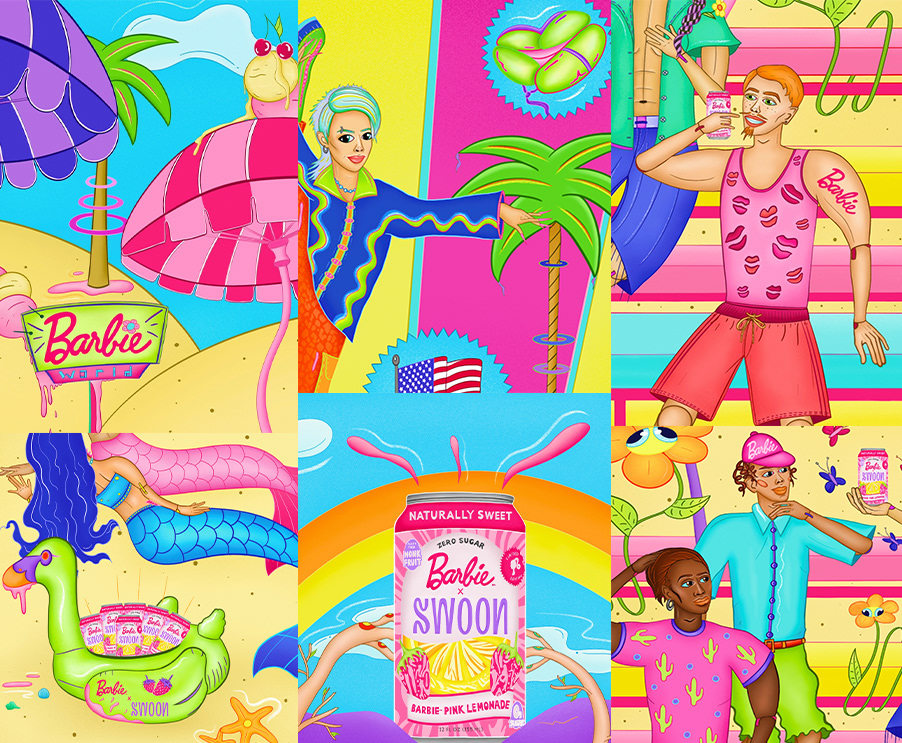 strawberry illustrations lemonade drink Advertising  barbie Digital Art 