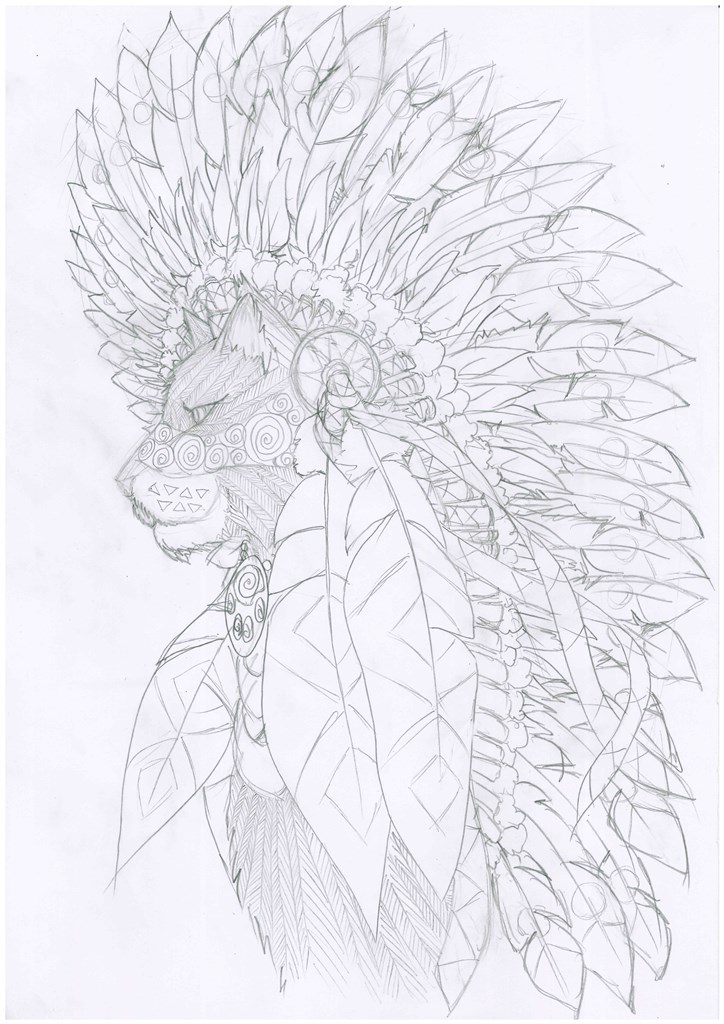 Drawing  ILLUSTRATION  Undiscovered Tribe faa Miiauji Cat feathers Riquart line art tribe