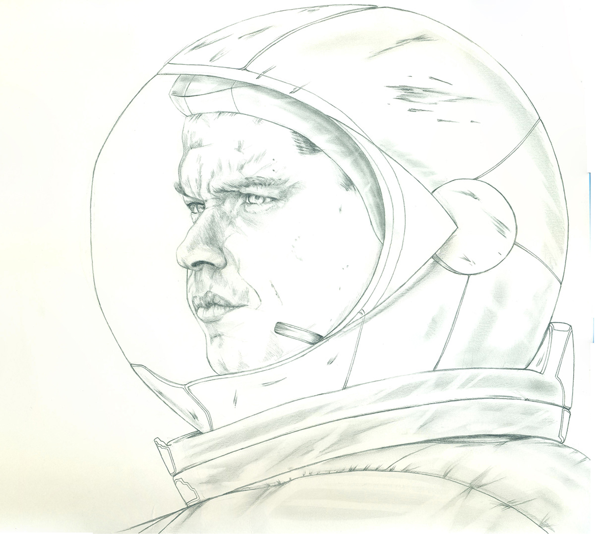 the martian Matt Damon book cover potatos Space  mars andy weir pencil digital James Harling art personal unpublished