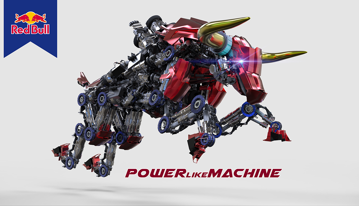 Red Bull machine 3D brand power energy water