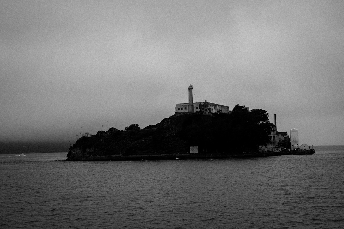 Alcatraz prison Jail san fransisco California The Rock exploration Penitentiary. Island black and white Al Capone usa maximum