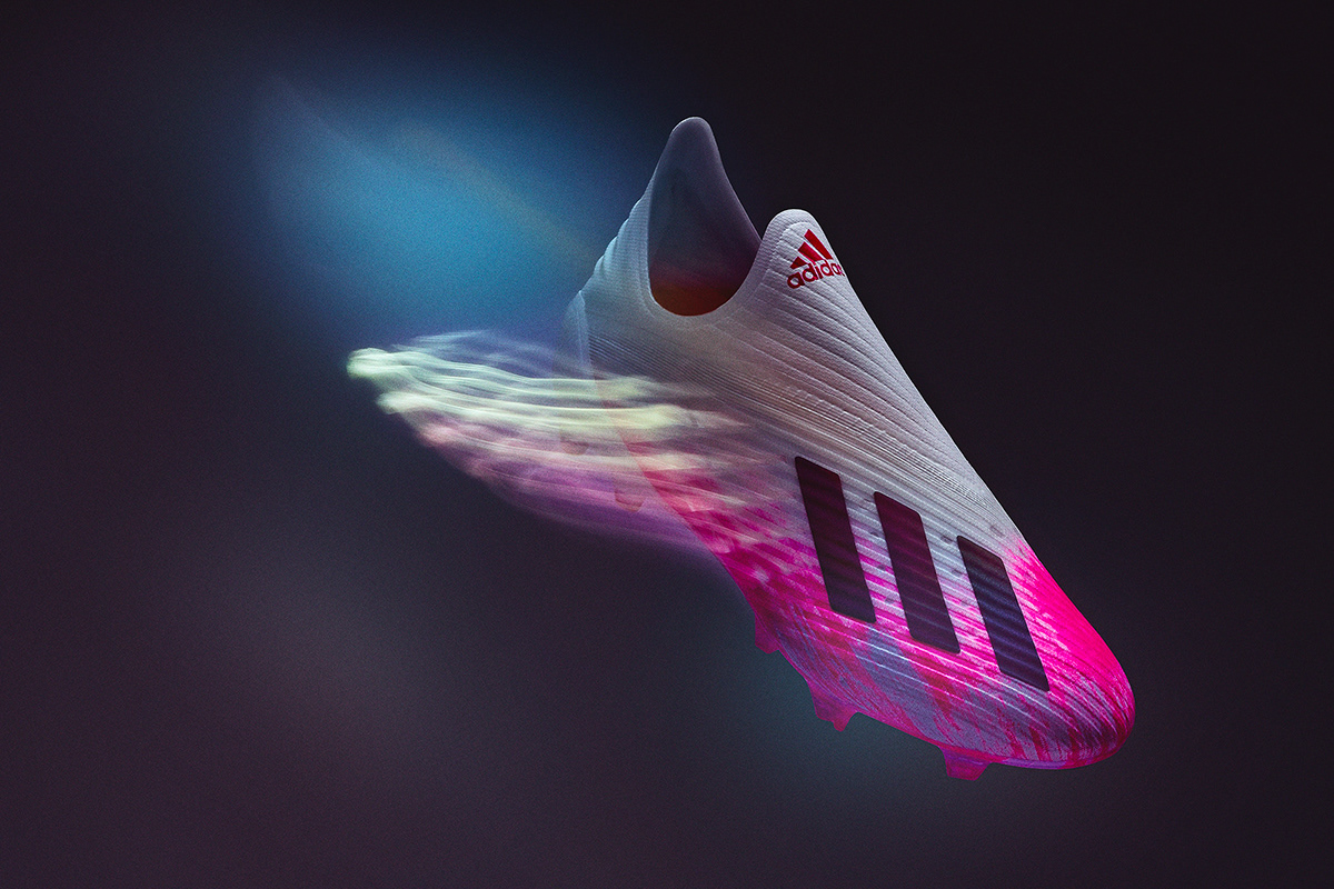 adidas blurry movement Elinchrom lighting football boot Product Photography soccer sony camera studio work suspended white and pink