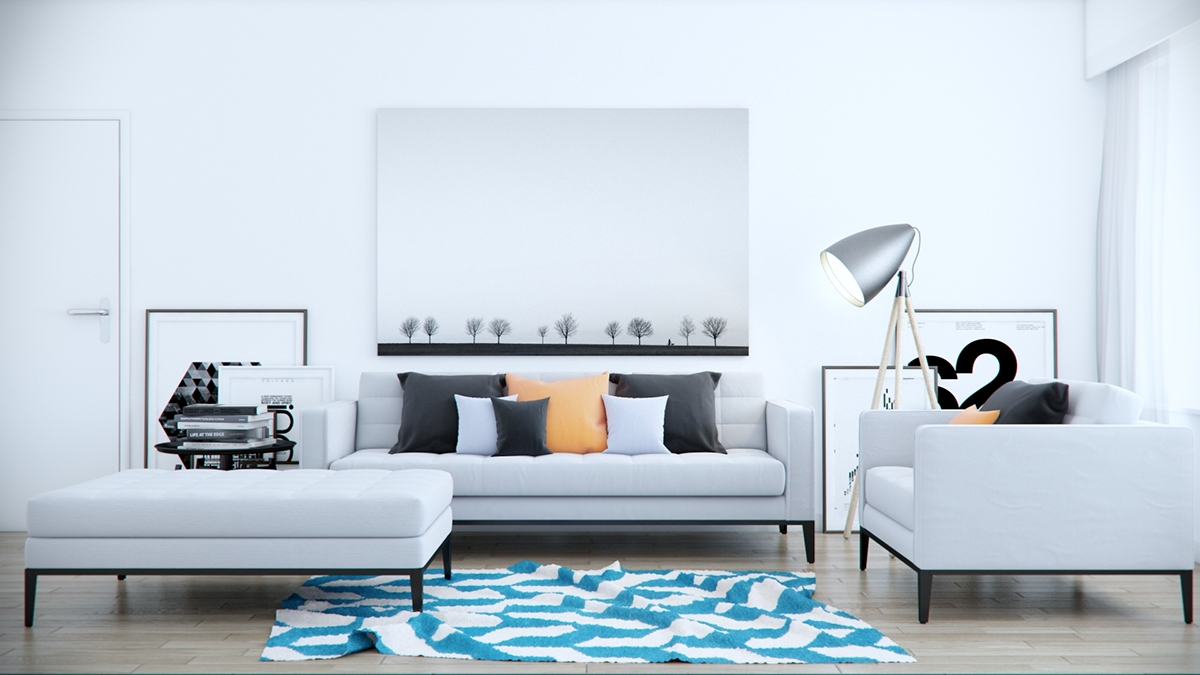 B&B Italia living room design tsvetan stoykov vray Interior Visualization modern interior