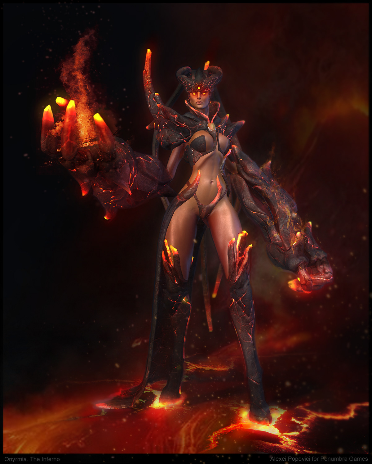 fire INFERNO Character Low Poly 3D demon game elemental fire hot lava