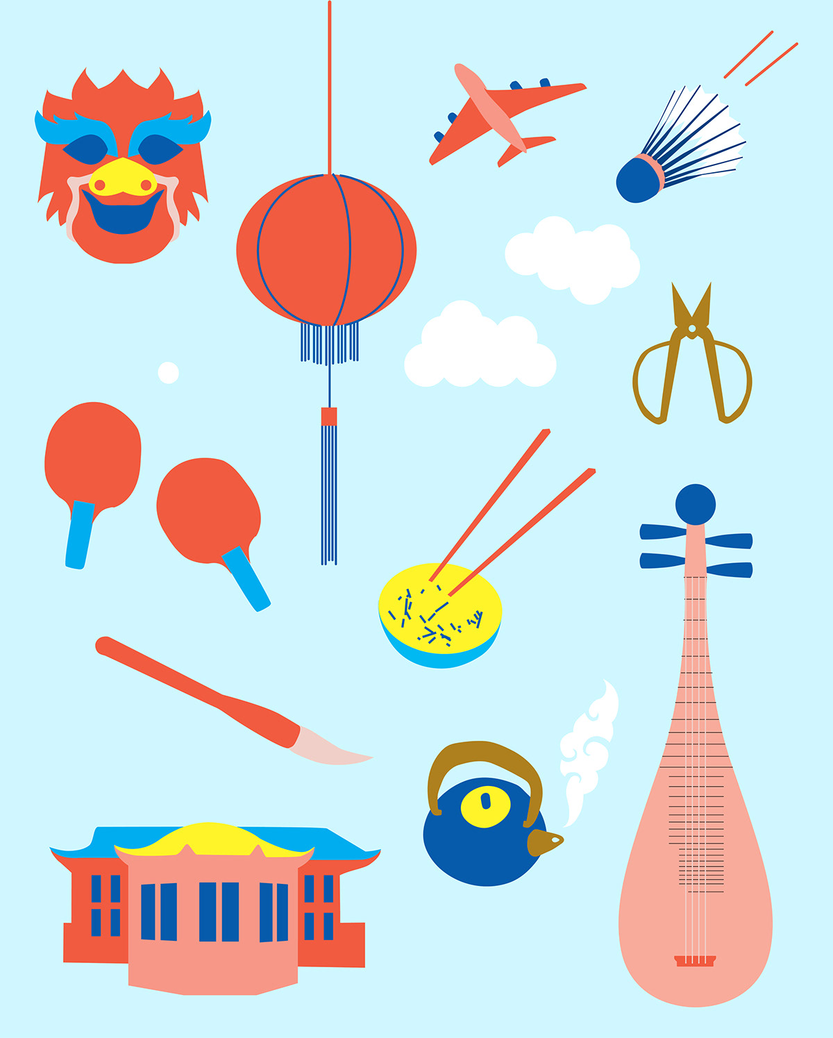 Veranstaltung fest ILLUSTRATIONEN china Konfuzius-Institut Grafikdesign blau Gelb
