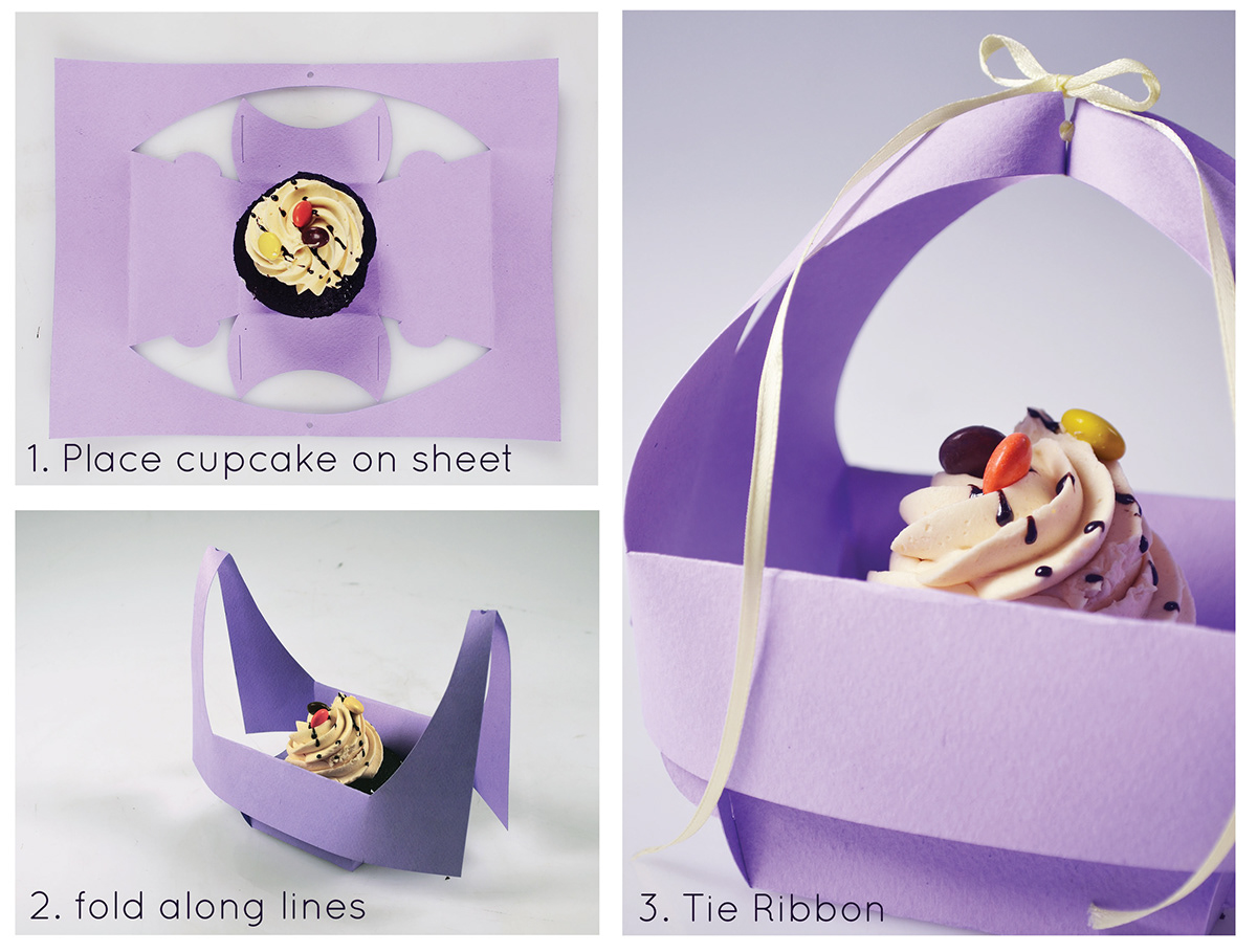 cupcakes container paper Form exploration parties DIY Foldables Diecut dicut