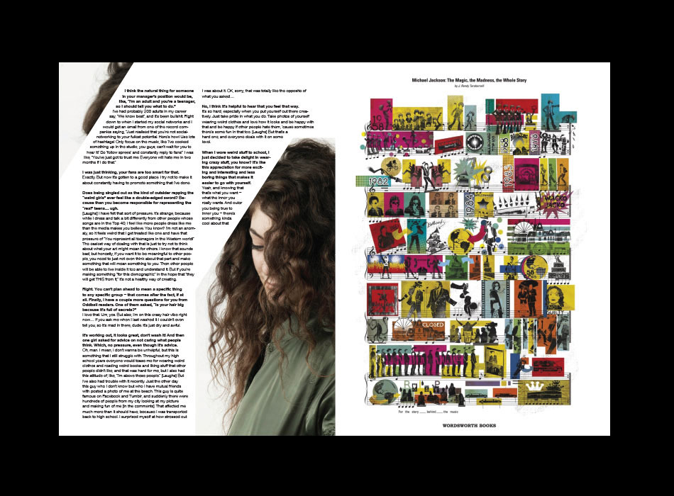 oddball teen girl magazine girl magazine teenager print editorial Layout south africa spreads Hipster lupita n'yongo Lorde geometric brush script