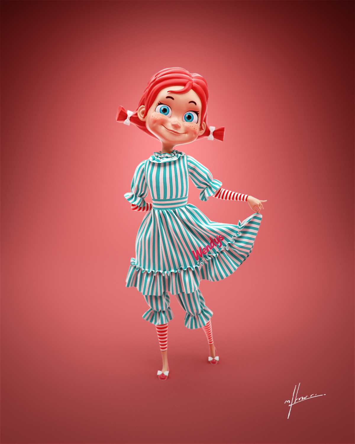 Character girl toy CGI wendy burger 3D Character 3D