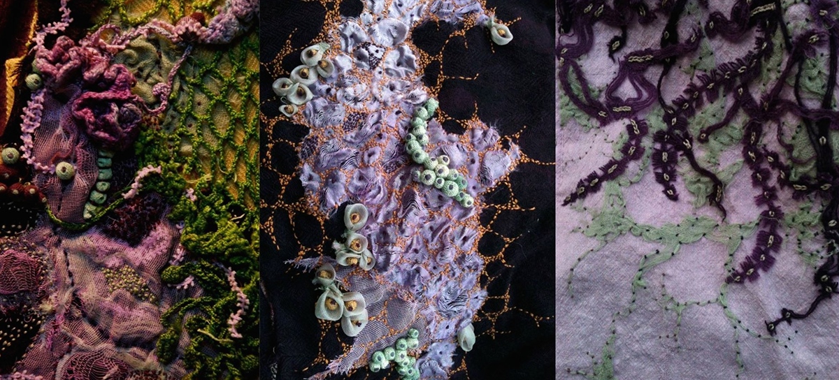 Adobe Portfolio fibre art surface design Hyperbolic crochet shredding handicrafts