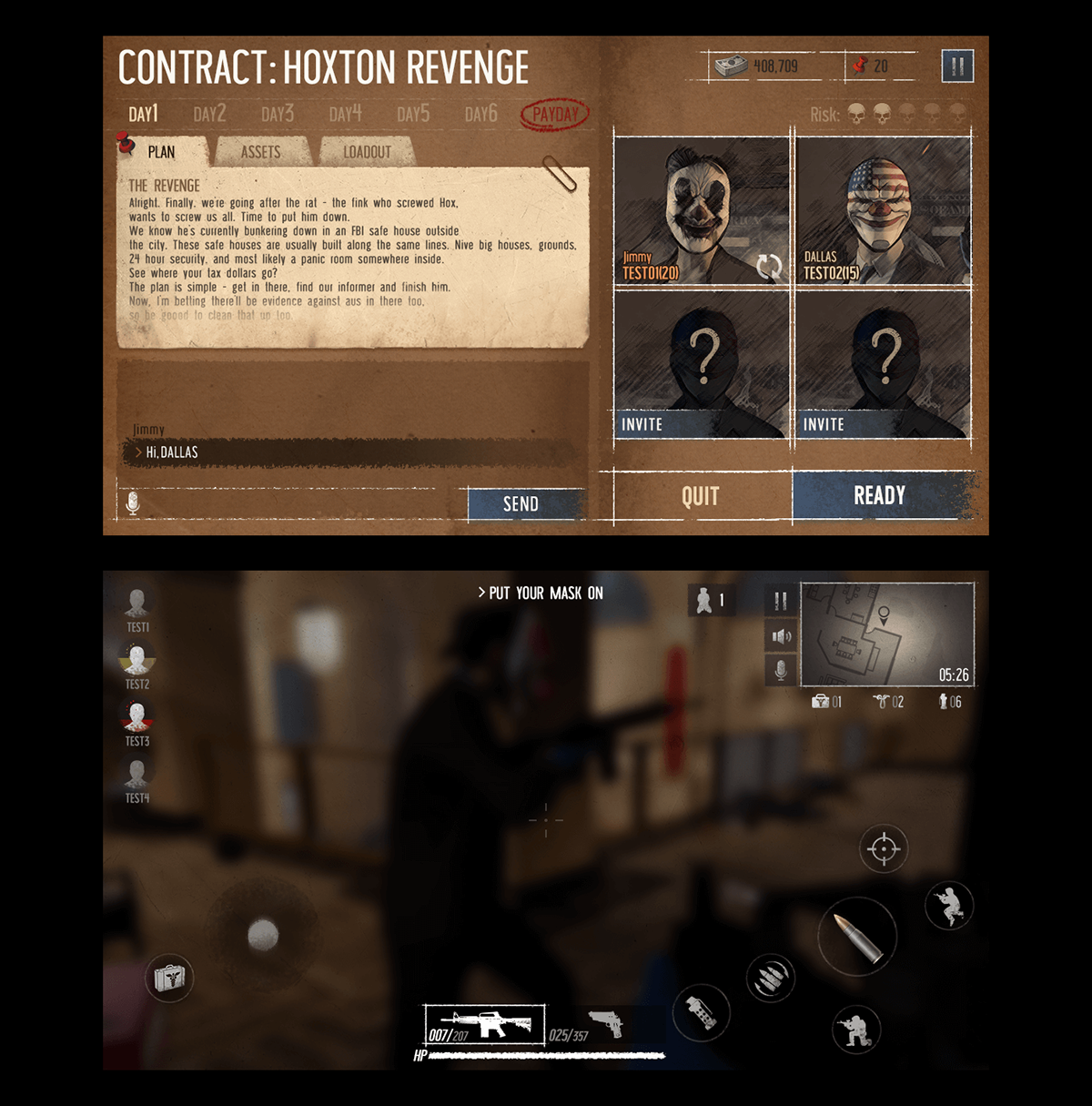 payday payday2 UI ux mobile game crime concept ui game ui game motion game