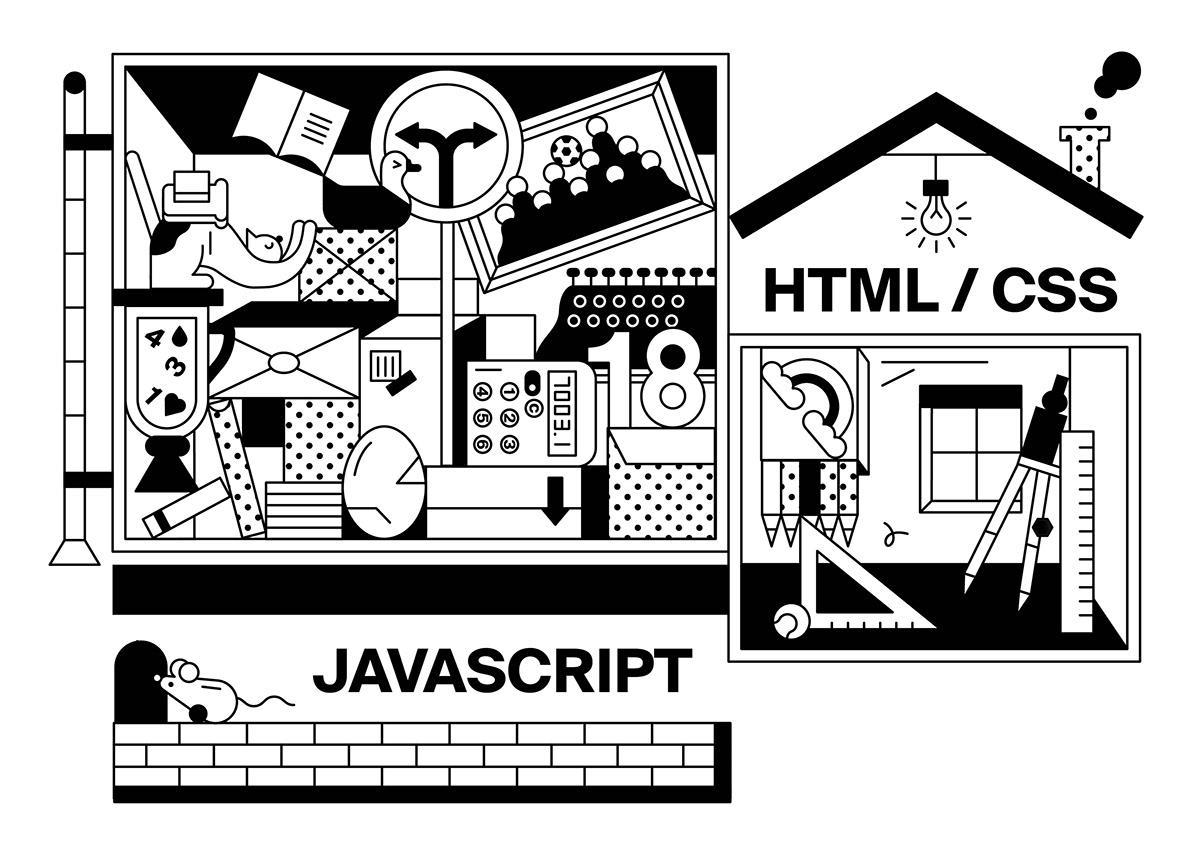 yandex HTML css java Cat blackwhite Characters Design coding illustrations Illustrator