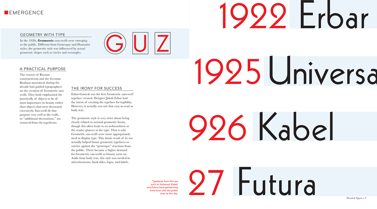 Booklet print sans-serif fonts type history educational