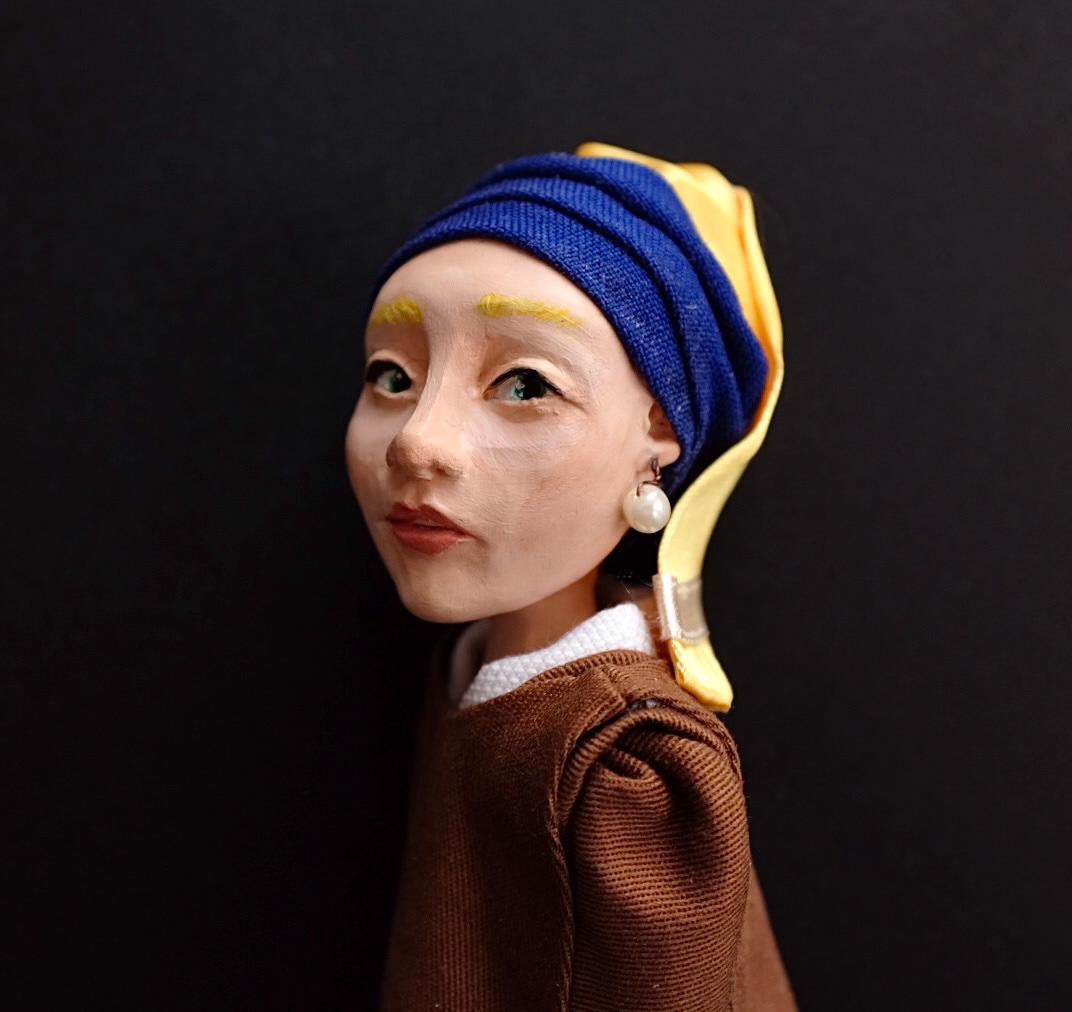 Art reproduction clay Clay Art girl with a pearl earring Johannes Vermeer mixed media Mixed Media Art polymer clay polymer clay sculpture reproduction