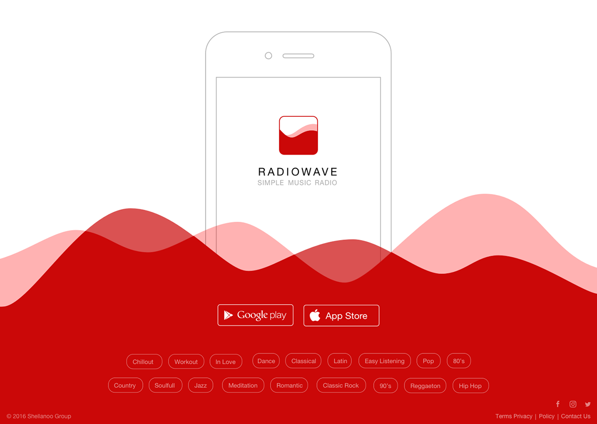 Radio wave app animation  design user interface music concept clean minimalistic